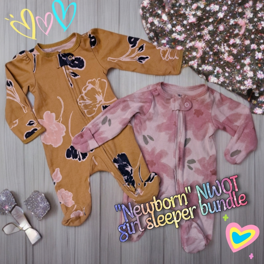 "Newborn" NWOT baby girl sleeper bundle deal 👶🍒